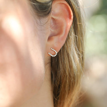 Gold CZ Horse Shoe Earrings